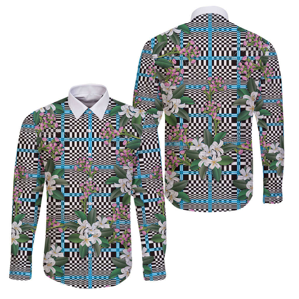 Blue Binakol Motifs With Jasminum Sambac Family Matching Puletasi and Hawaiian Shirt Mabuhay Philippines Festival