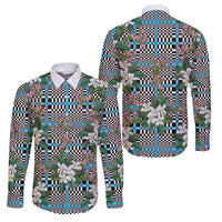 Blue Binakol Motifs With Jasminum Sambac Family Matching Puletasi and Hawaiian Shirt Mabuhay Philippines Festival