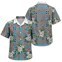 Blue Binakol Motifs With Jasminum Sambac Family Matching Puletasi and Hawaiian Shirt Mabuhay Philippines Festival