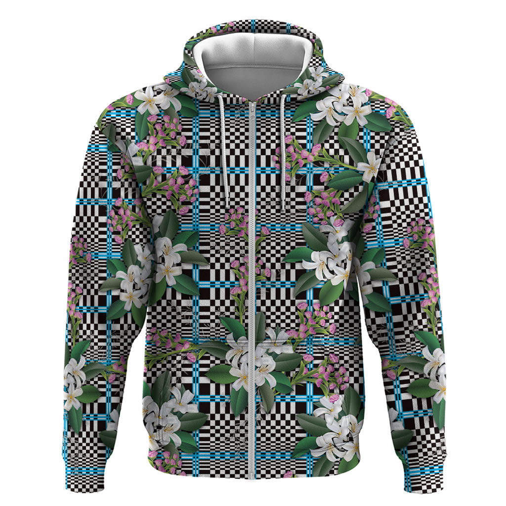 Blue Binakol Motifs With Jasminum Sambac Hoodie Mabuhay Philippines Festival