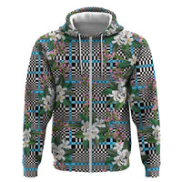 Blue Binakol Motifs With Jasminum Sambac Hoodie Mabuhay Philippines Festival