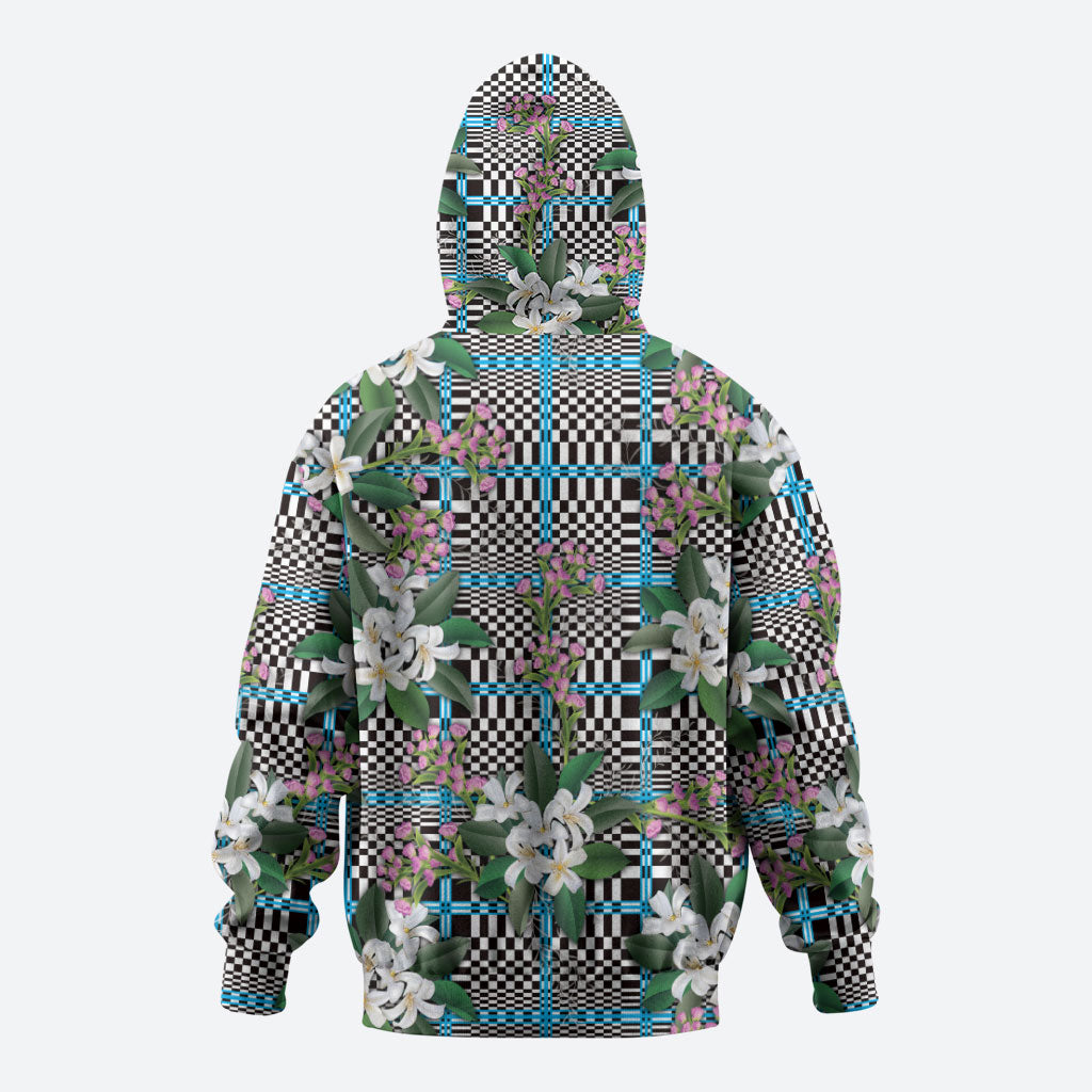 Blue Binakol Motifs With Jasminum Sambac Hoodie Mabuhay Philippines Festival