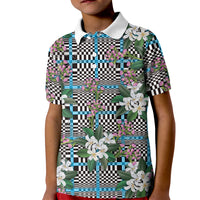 Blue Binakol Motifs With Jasminum Sambac Kid Polo Shirt Mabuhay Philippines Festival