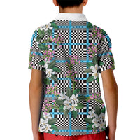 Blue Binakol Motifs With Jasminum Sambac Kid Polo Shirt Mabuhay Philippines Festival
