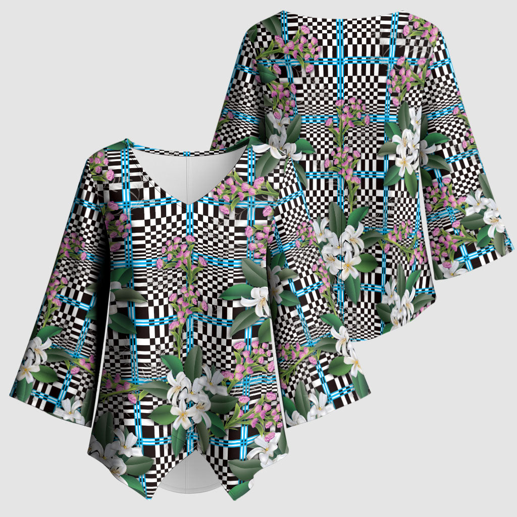 Blue Binakol Motifs With Jasminum Sambac Kimono Sleeve Blouse Mabuhay Philippines Festival