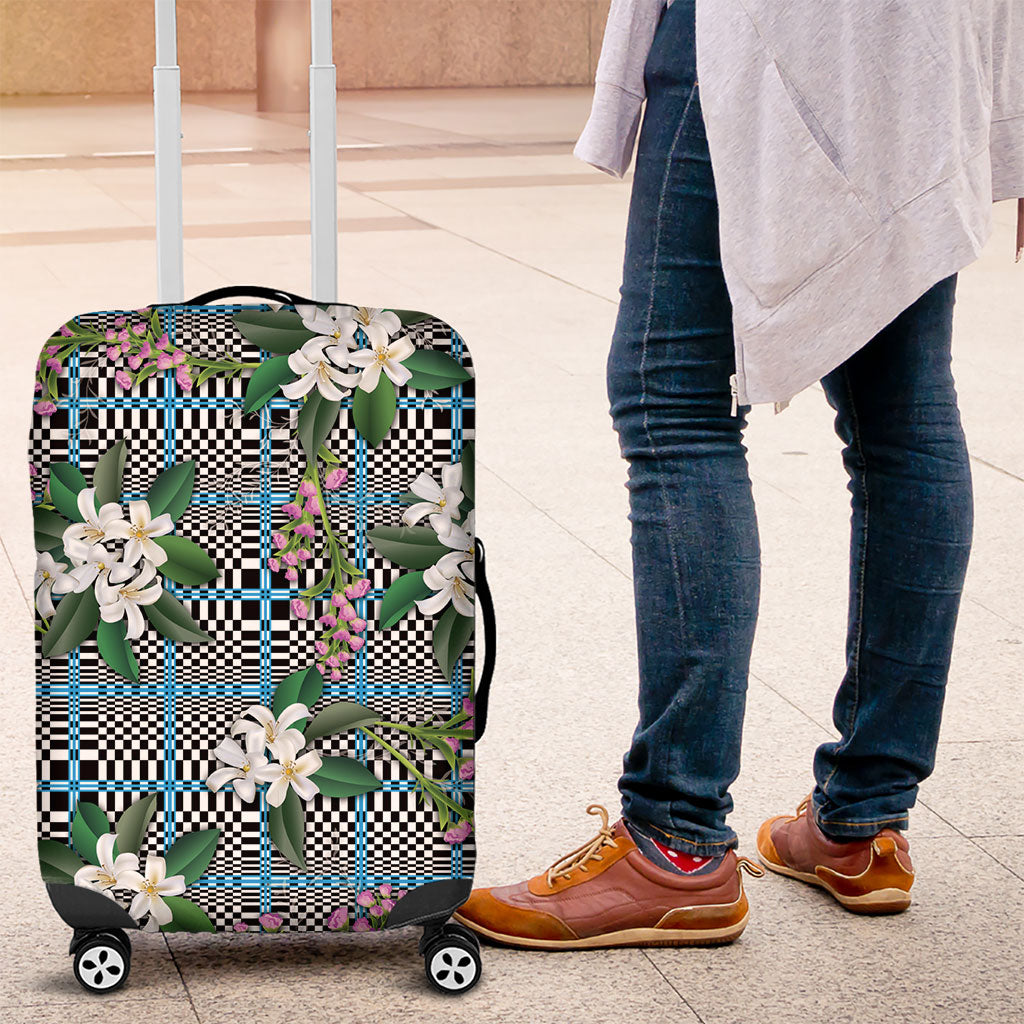 Blue Binakol Motifs With Jasminum Sambac Luggage Cover Mabuhay Philippines Festival