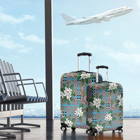 Blue Binakol Motifs With Jasminum Sambac Luggage Cover Mabuhay Philippines Festival