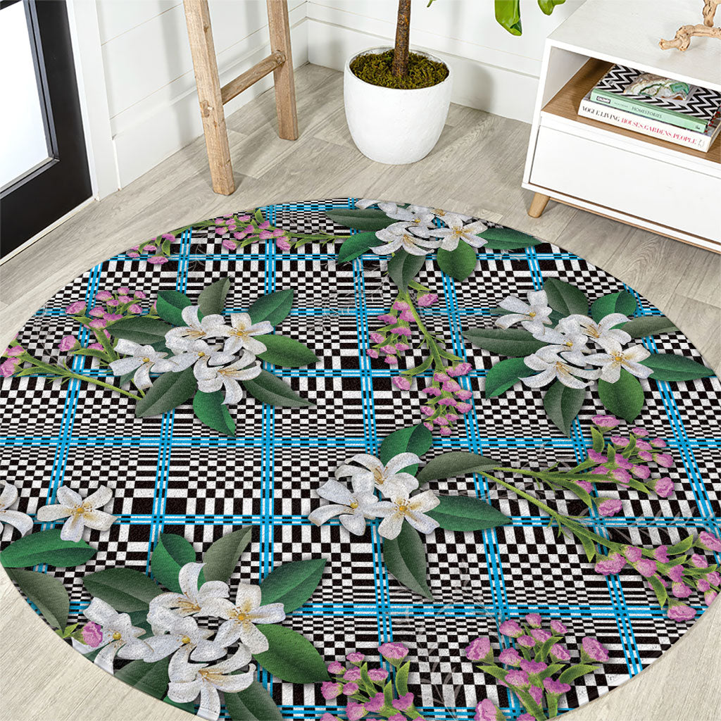 Blue Binakol Motifs With Jasminum Sambac Round Carpet Mabuhay Philippines Festival