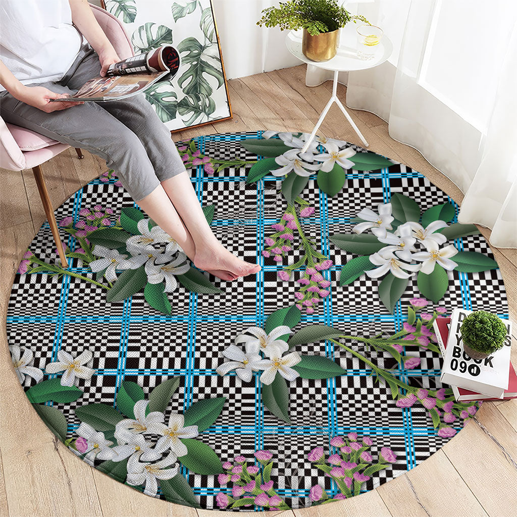 Blue Binakol Motifs With Jasminum Sambac Round Carpet Mabuhay Philippines Festival