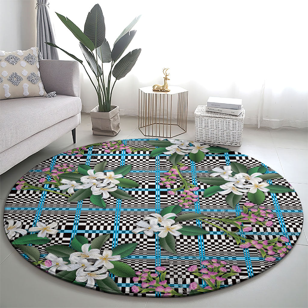 Blue Binakol Motifs With Jasminum Sambac Round Carpet Mabuhay Philippines Festival