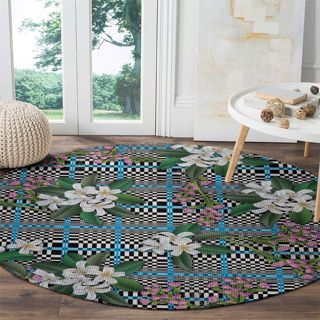 Blue Binakol Motifs With Jasminum Sambac Round Carpet Mabuhay Philippines Festival