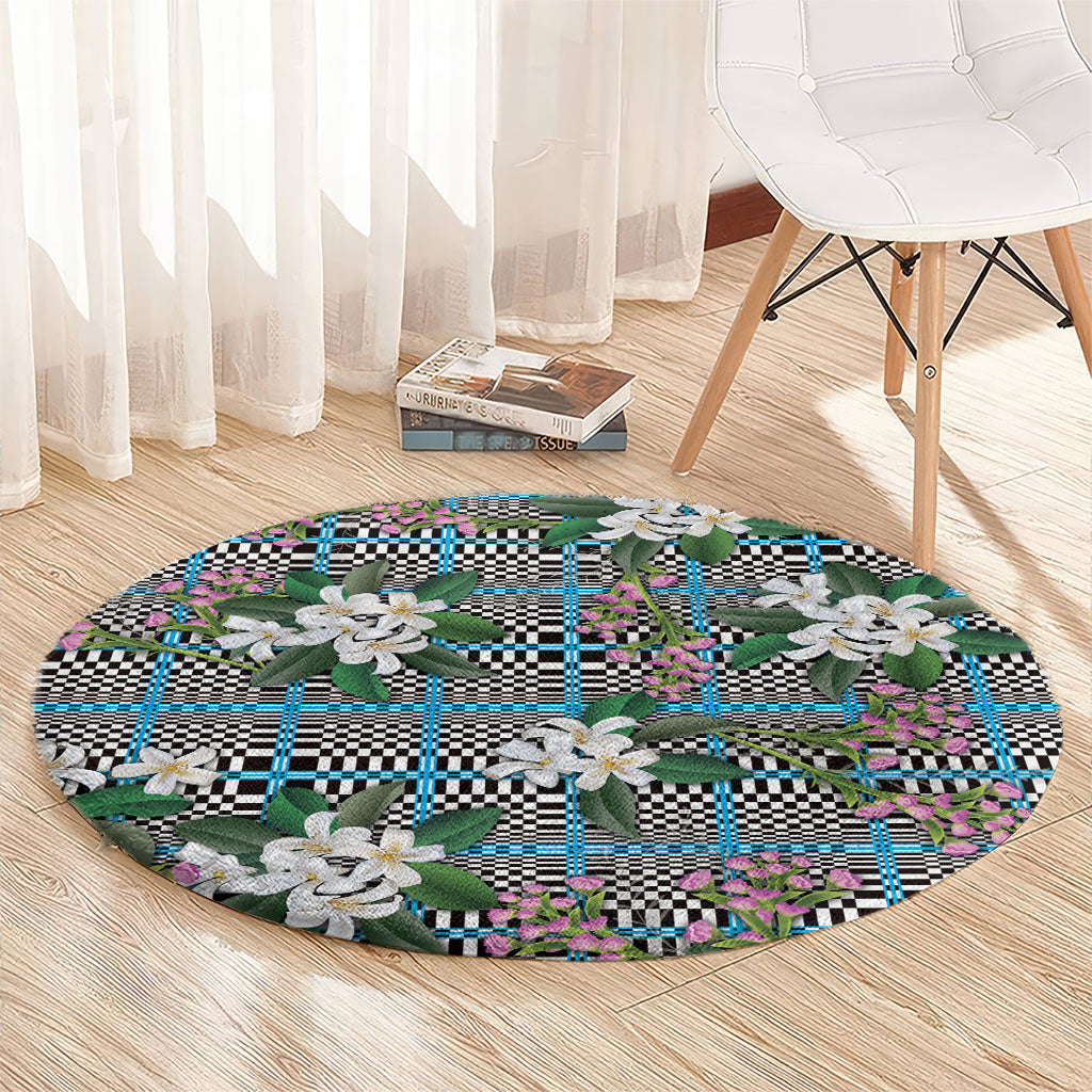 Blue Binakol Motifs With Jasminum Sambac Round Carpet Mabuhay Philippines Festival