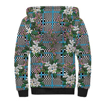 Blue Binakol Motifs With Jasminum Sambac Sherpa Hoodie Mabuhay Philippines Festival