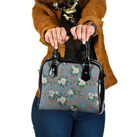 Blue Binakol Motifs With Jasminum Sambac Shoulder Handbag Mabuhay Philippines Festival