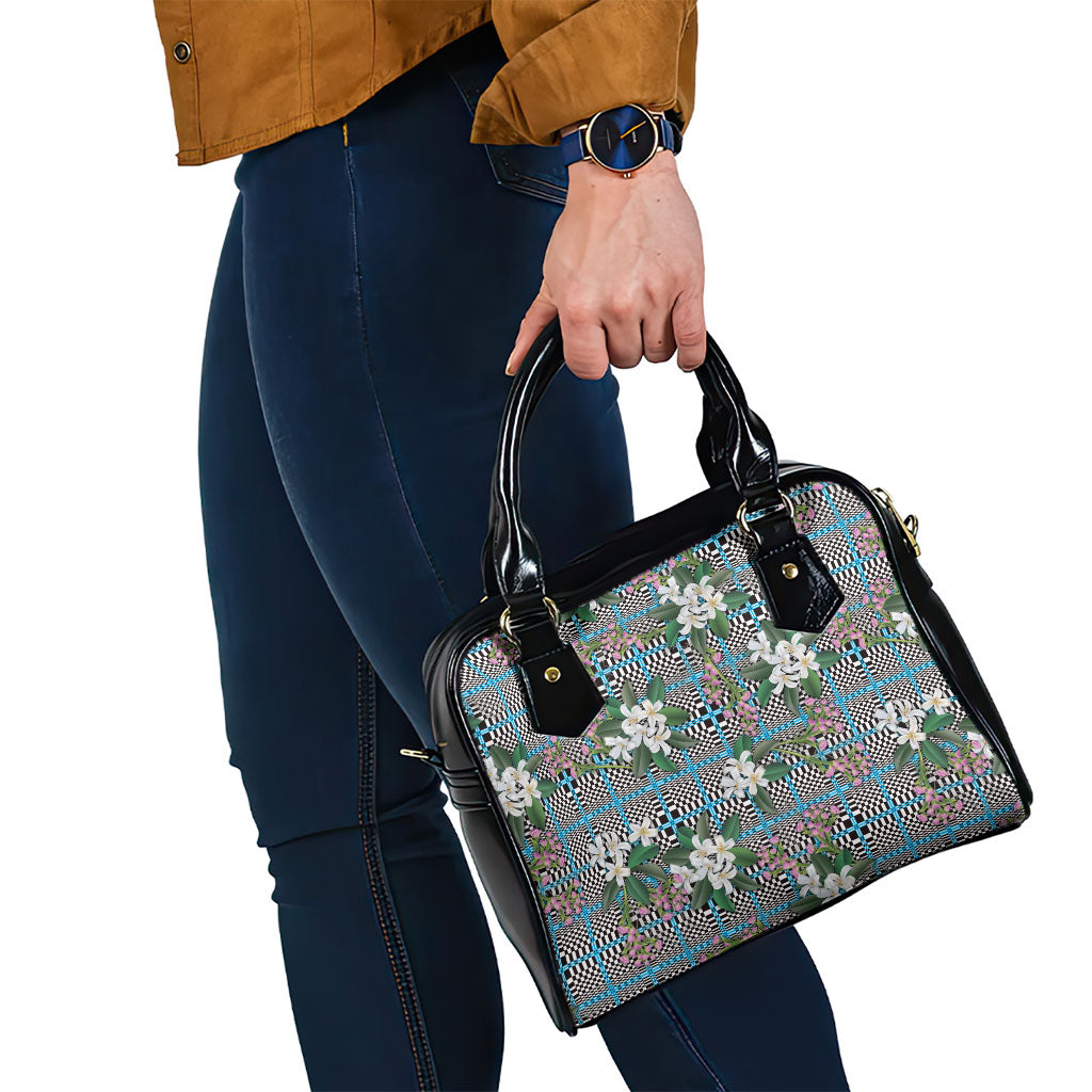Blue Binakol Motifs With Jasminum Sambac Shoulder Handbag Mabuhay Philippines Festival