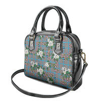 Blue Binakol Motifs With Jasminum Sambac Shoulder Handbag Mabuhay Philippines Festival