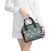 Blue Binakol Motifs With Jasminum Sambac Shoulder Handbag Mabuhay Philippines Festival