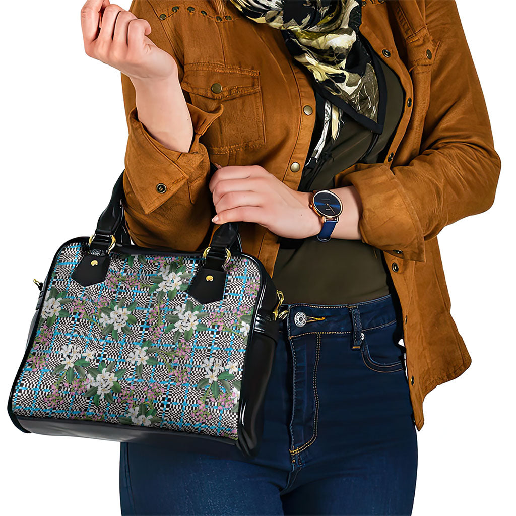 Blue Binakol Motifs With Jasminum Sambac Shoulder Handbag Mabuhay Philippines Festival