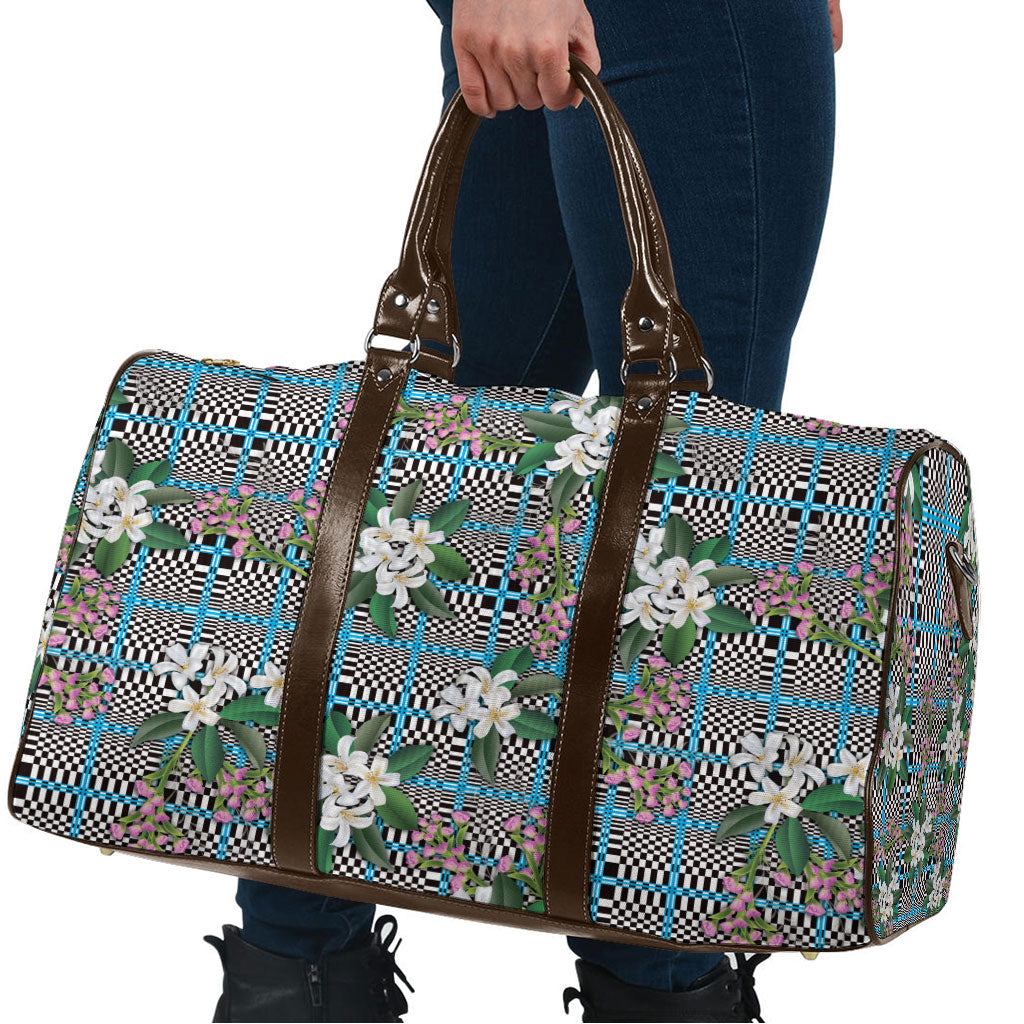 Blue Binakol Motifs With Jasminum Sambac Travel Bag Mabuhay Philippines Festival