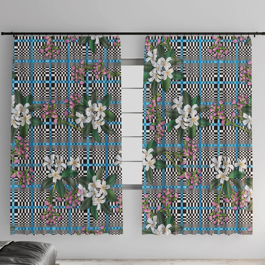 Blue Binakol Motifs With Jasminum Sambac Window Curtain Mabuhay Philippines Festival