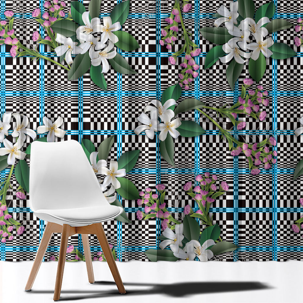 Blue Binakol Motifs With Jasminum Sambac Window Curtain Mabuhay Philippines Festival