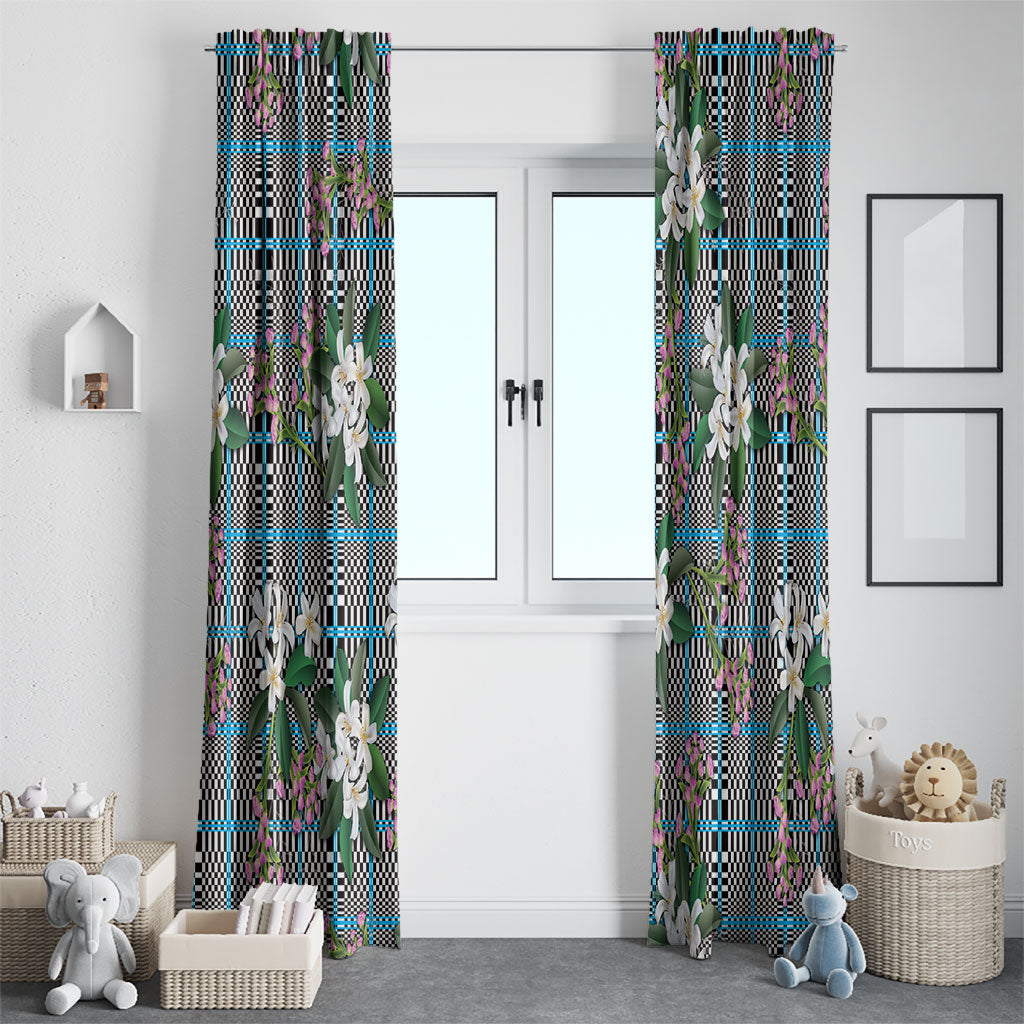 Blue Binakol Motifs With Jasminum Sambac Window Curtain Mabuhay Philippines Festival