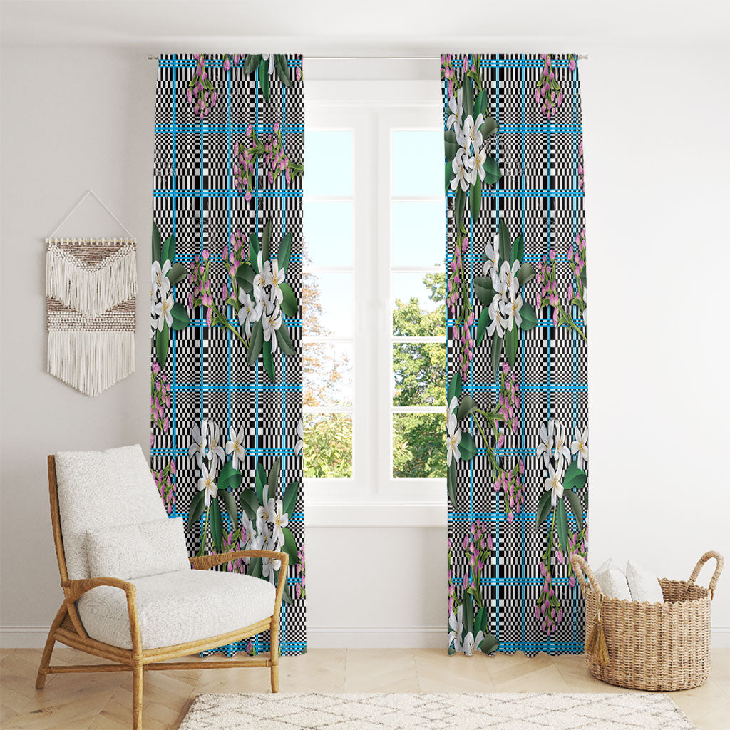 Blue Binakol Motifs With Jasminum Sambac Window Curtain Mabuhay Philippines Festival