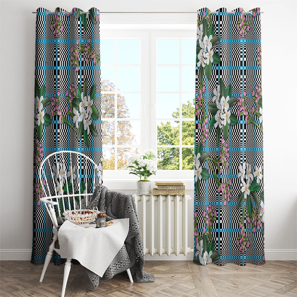 Blue Binakol Motifs With Jasminum Sambac Window Curtain Mabuhay Philippines Festival