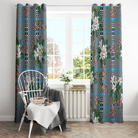 Blue Binakol Motifs With Jasminum Sambac Window Curtain Mabuhay Philippines Festival