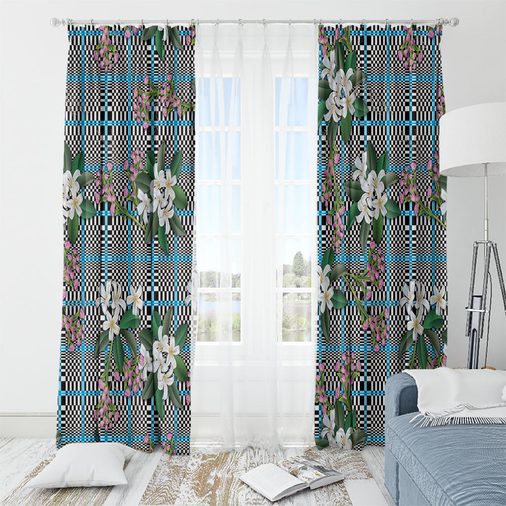 Blue Binakol Motifs With Jasminum Sambac Window Curtain Mabuhay Philippines Festival