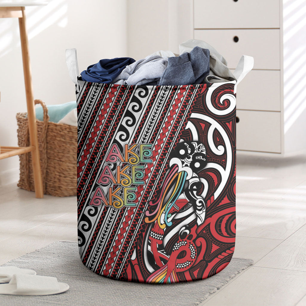 Maori Language Week Laundry Basket Ake Ake Ake Tribal Patterns DT05 Red - Polynesian Pride