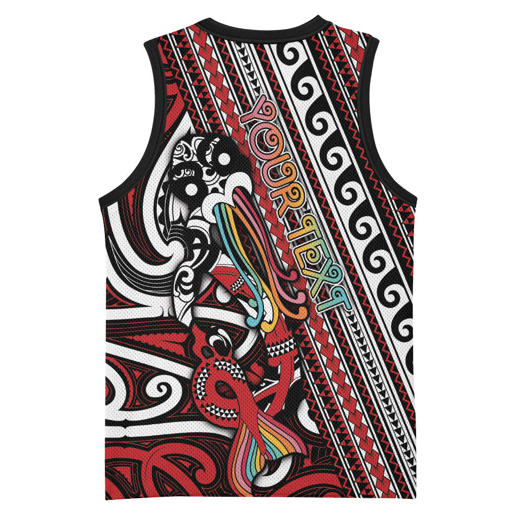 Personalised Maori Language Week Basketball Jersey Ake Ake Ake Tribal Patterns