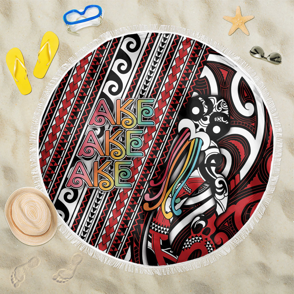 Maori Language Week Beach Blanket Ake Ake Ake Tribal Patterns DT05 One Size 150cm Red - Polynesian Pride