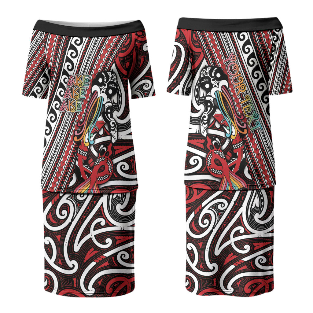 Personalised Maori Language Week Couples Matching Puletasi and Hawaiian Shirt Ake Ake Ake Tribal Patterns