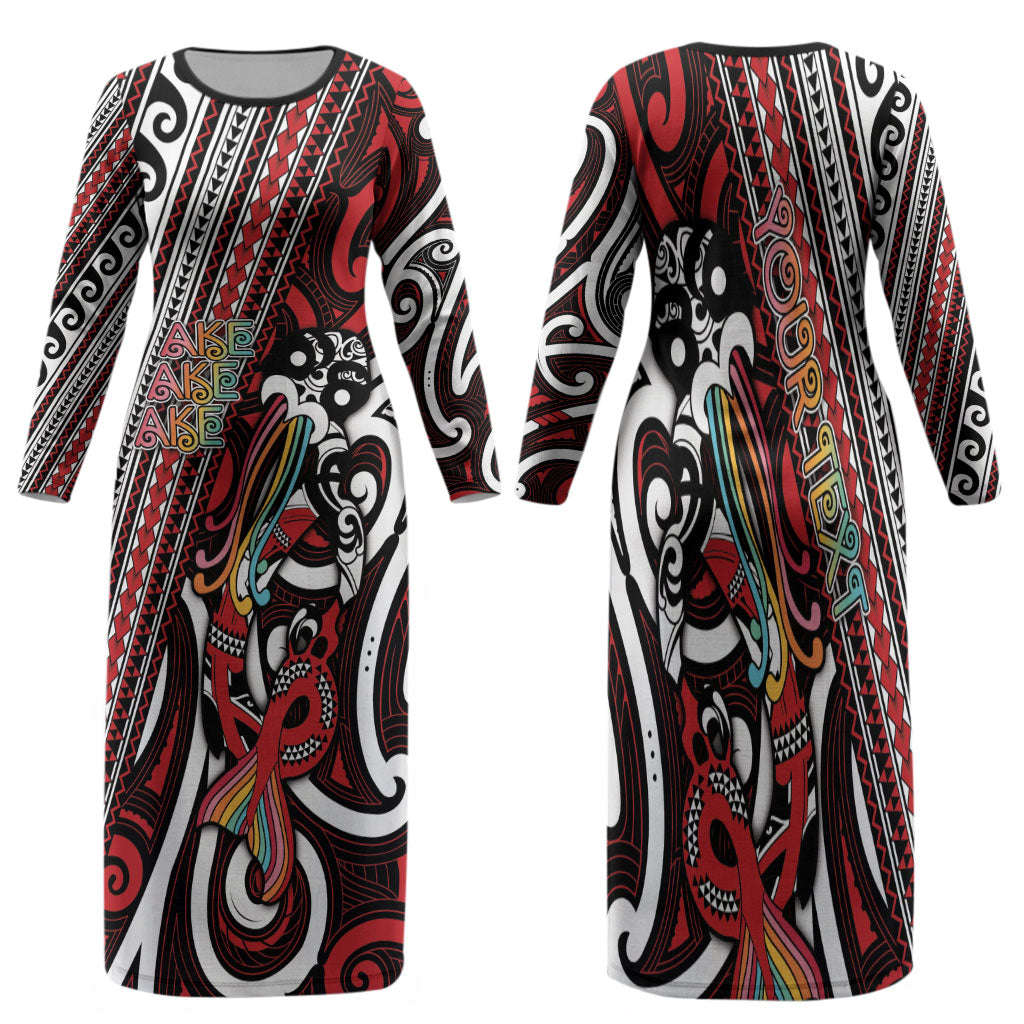 Personalised Maori Language Week Family Matching Long Sleeve Bodycon Dress and Hawaiian Shirt Ake Ake Ake Tribal Patterns
