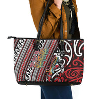 Maori Language Week Leather Tote Bag Ake Ake Ake Tribal Patterns