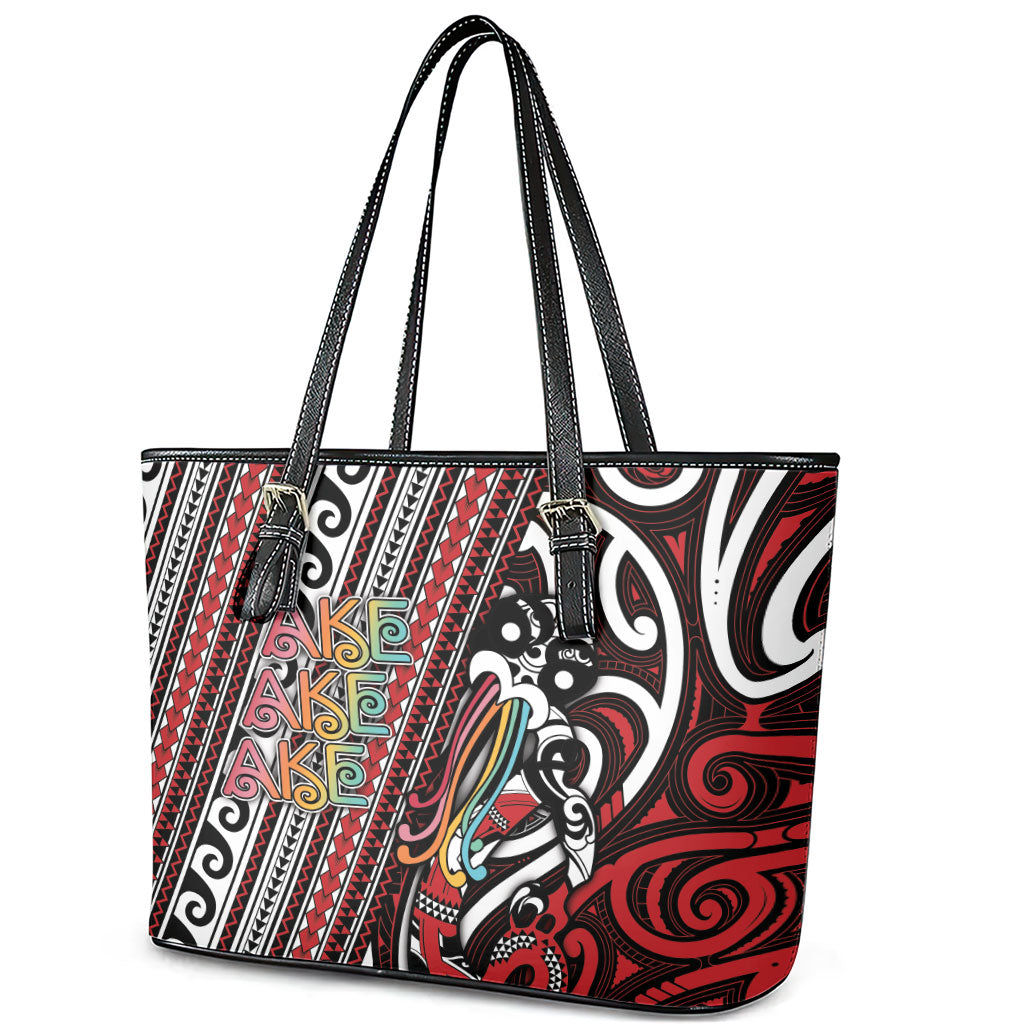 Maori Language Week Leather Tote Bag Ake Ake Ake Tribal Patterns