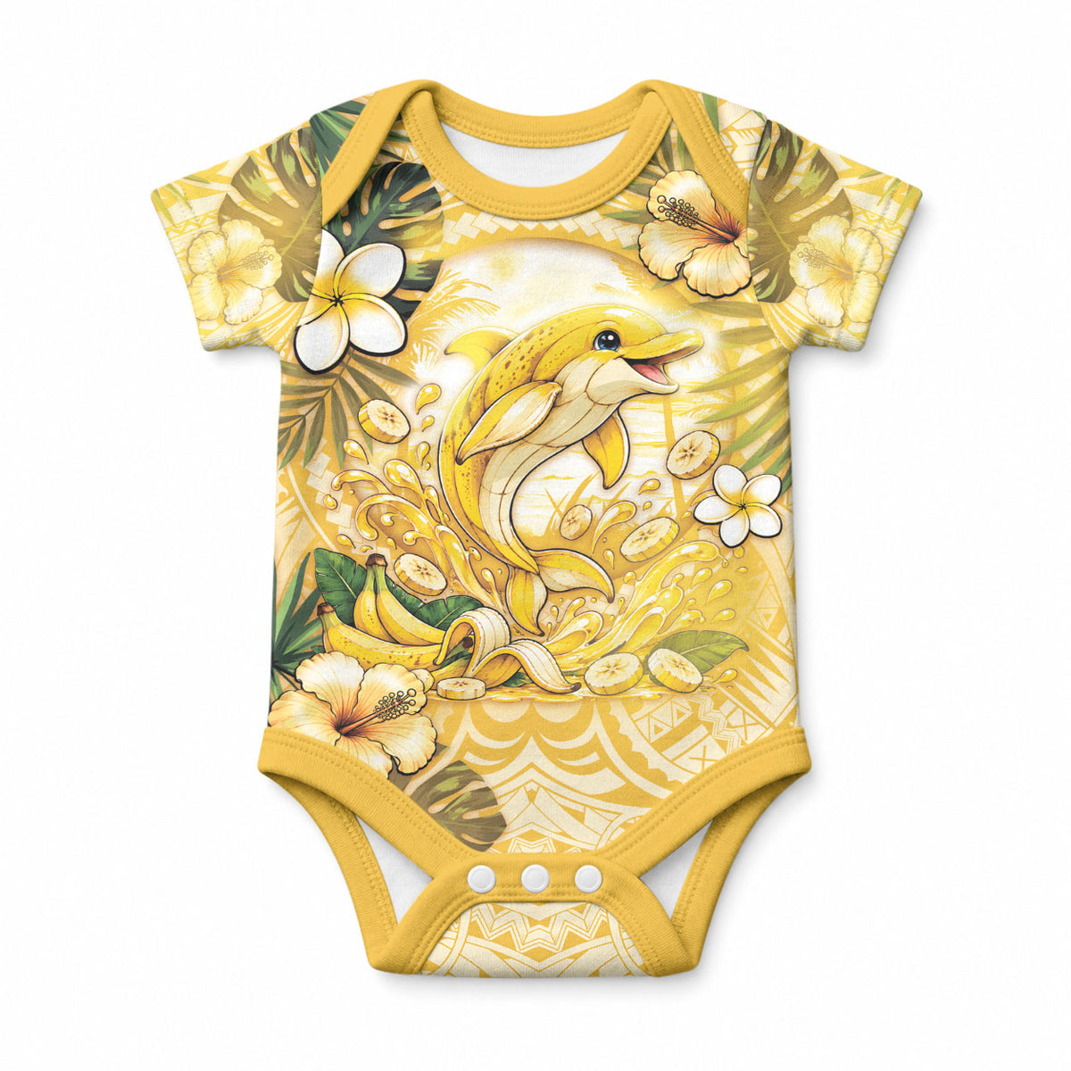 Hawaii Banana Dolphin Baby Onesie Cute Cosplay Naiʻa Fish Tribal Patterns