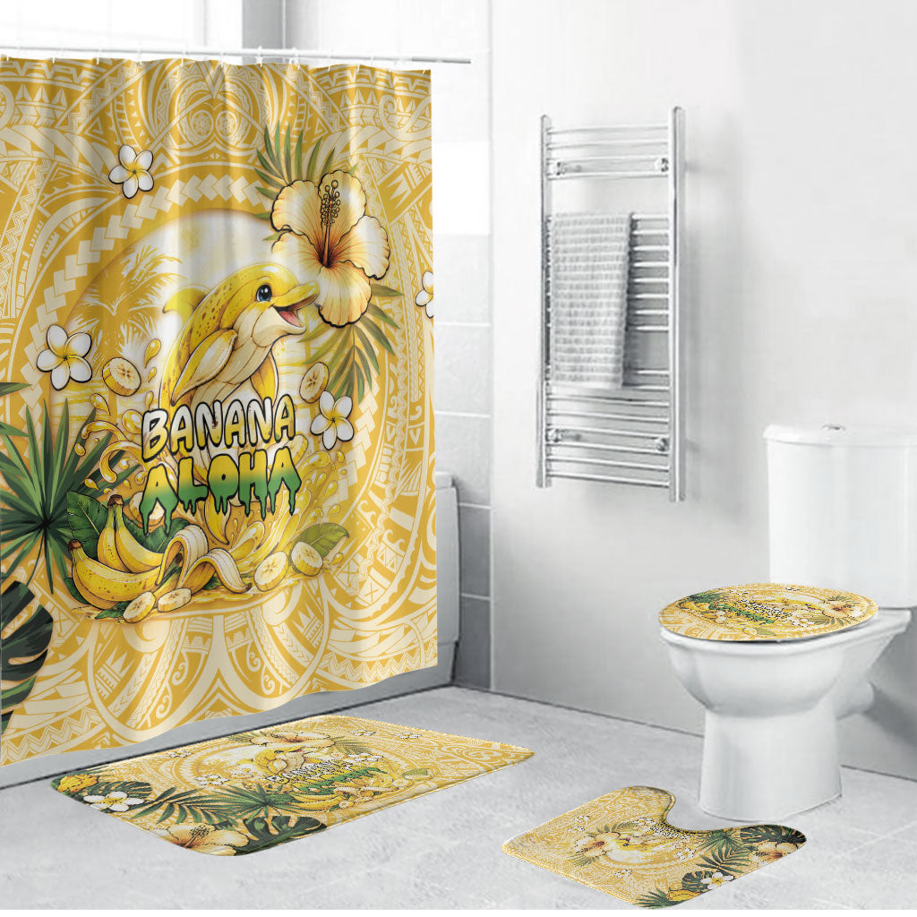 Hawaii Banana Dolphin Bathroom Set Cute Cosplay Naiʻa Fish Tribal Patterns