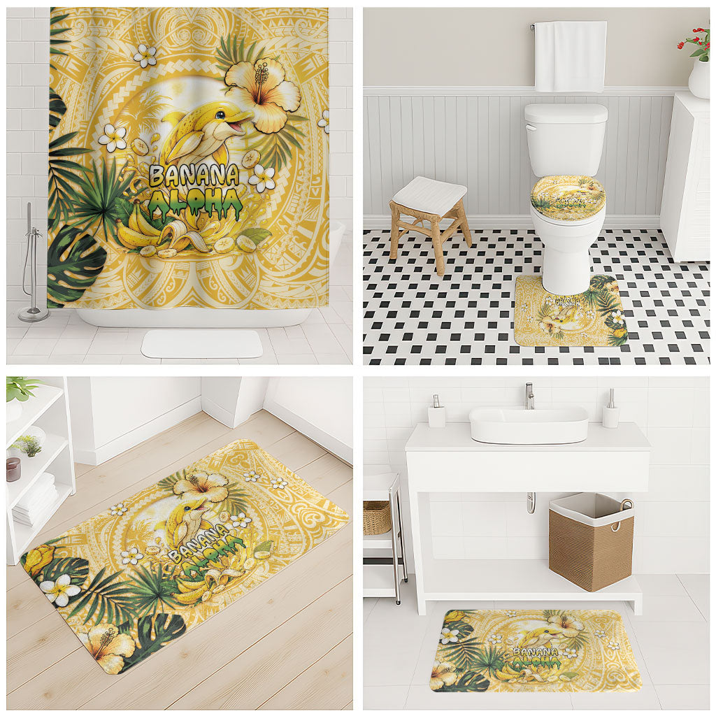 Hawaii Banana Dolphin Bathroom Set Cute Cosplay Naiʻa Fish Tribal Patterns