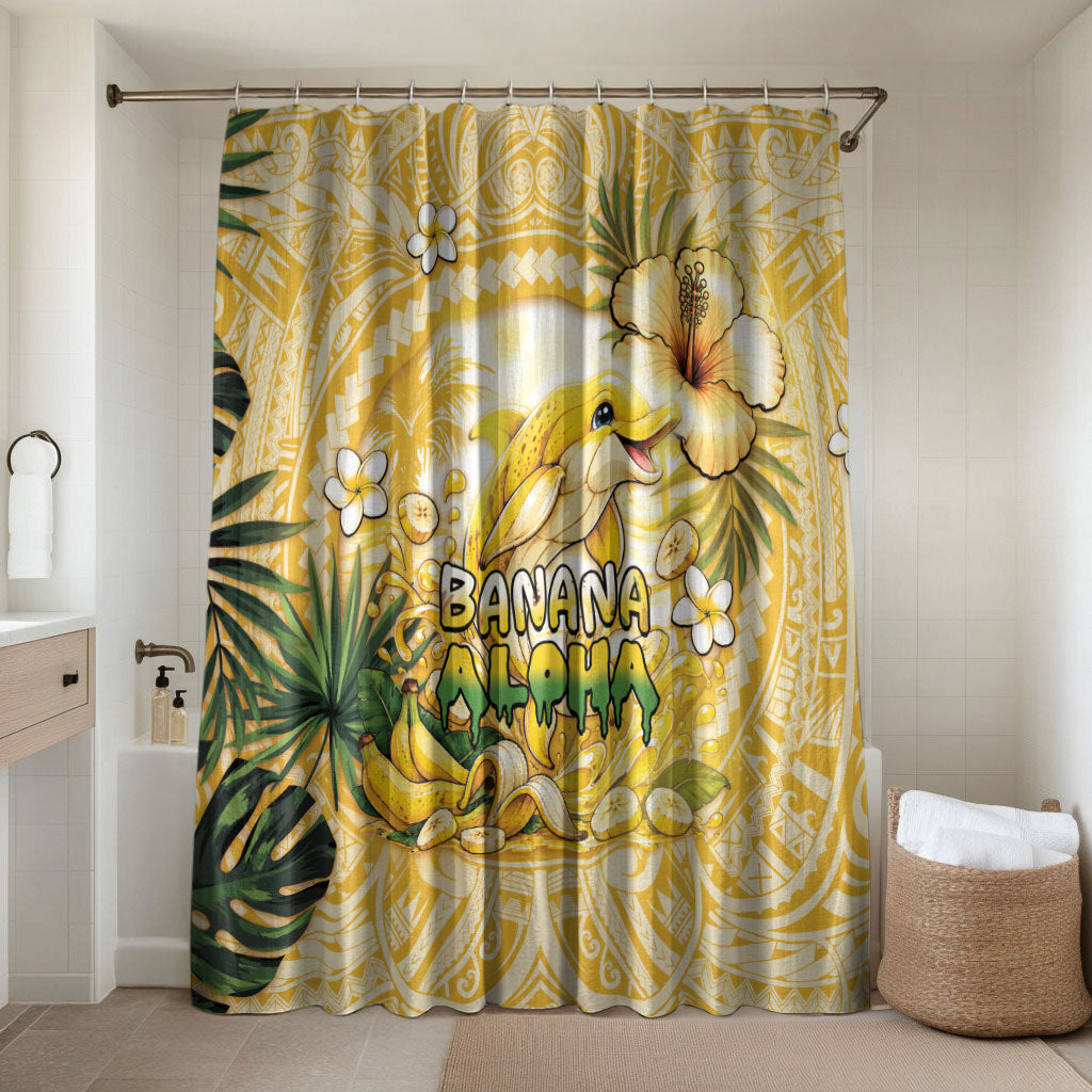 Hawaii Banana Dolphin Bathroom Set Cute Cosplay Naiʻa Fish Tribal Patterns