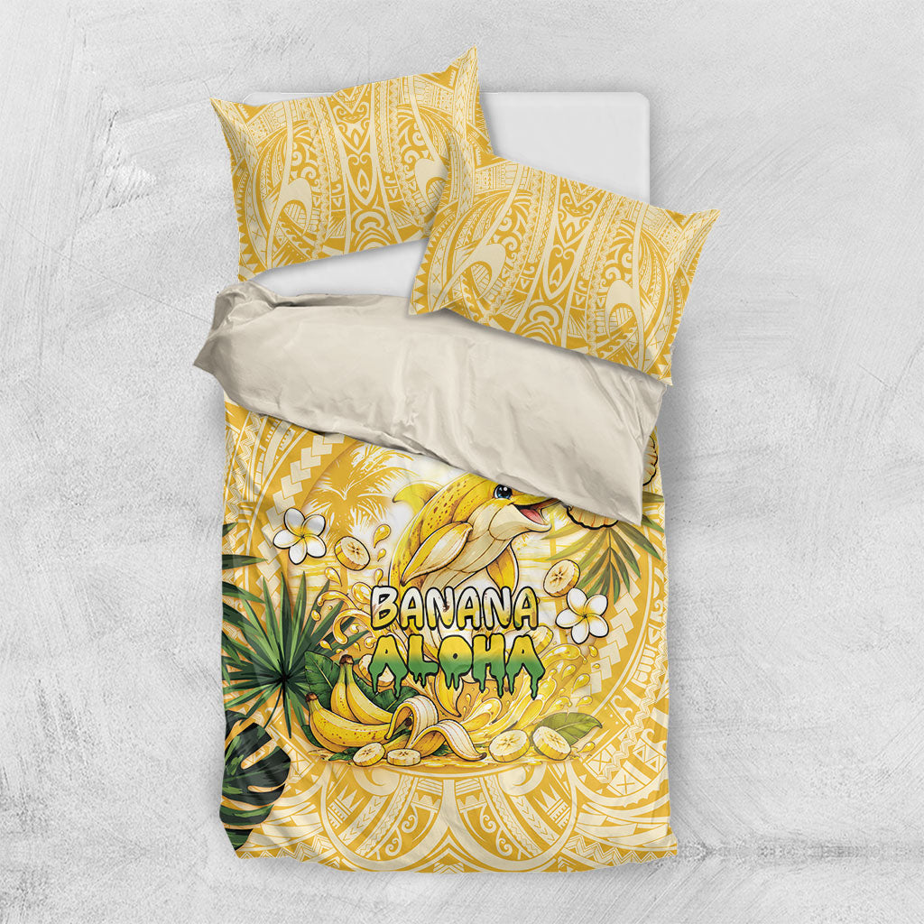 Hawaii Banana Dolphin Bedding Set Cute Cosplay Naiʻa Fish Tribal Patterns