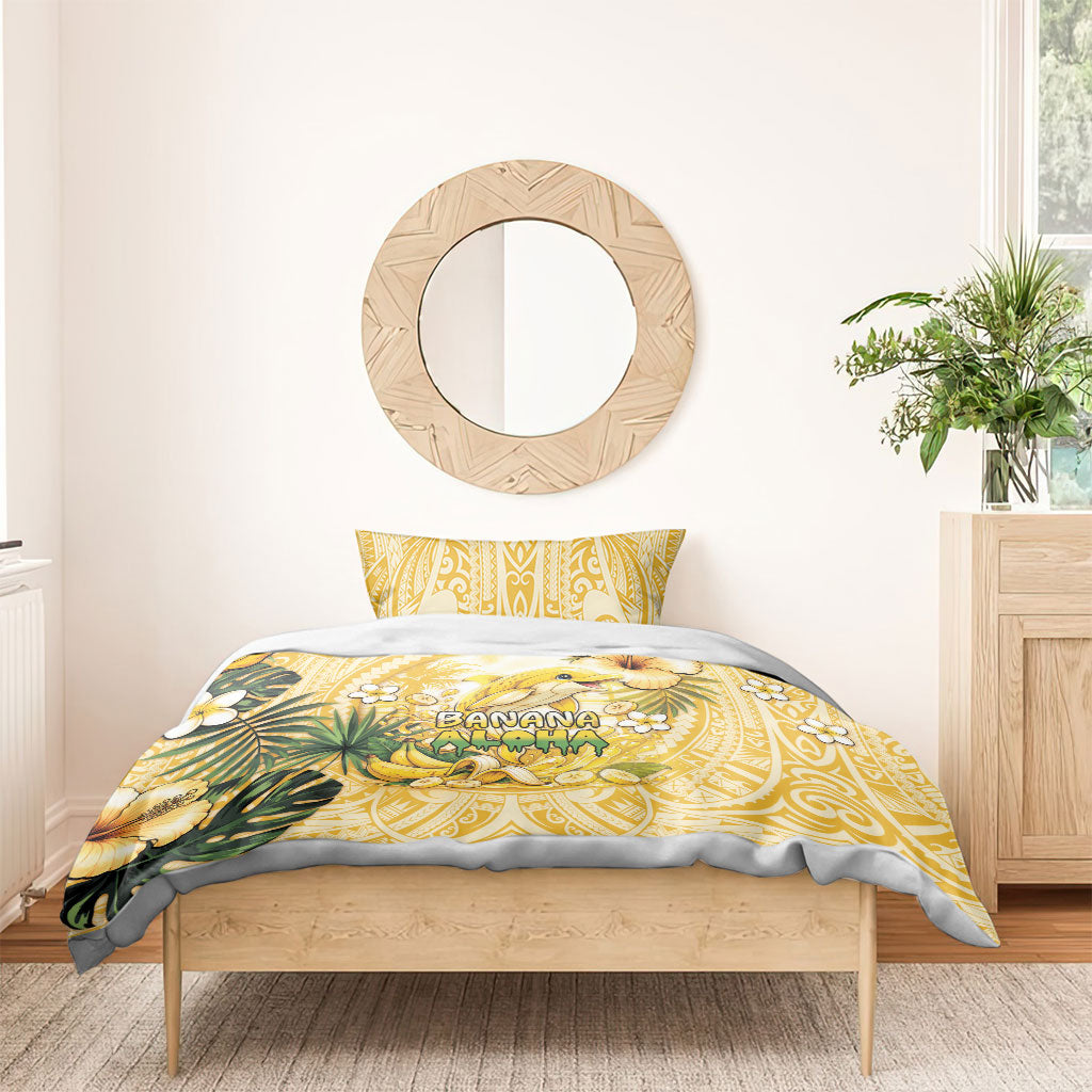 Hawaii Banana Dolphin Bedding Set Cute Cosplay Naiʻa Fish Tribal Patterns