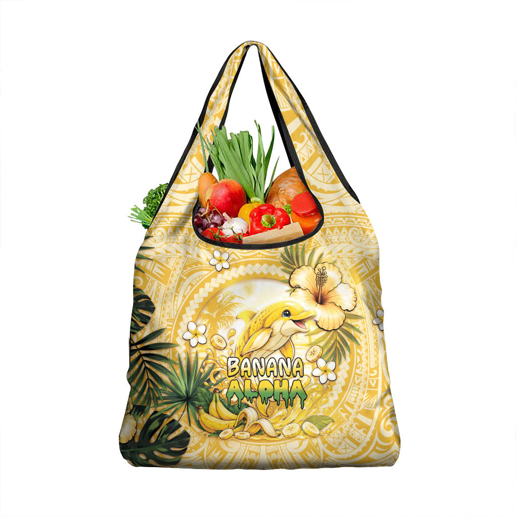 Hawaii Banana Dolphin Grocery Bag Cute Cosplay Naiʻa Fish Tribal Patterns DT05 1-pack One Size Yellow - Polynesian Pride