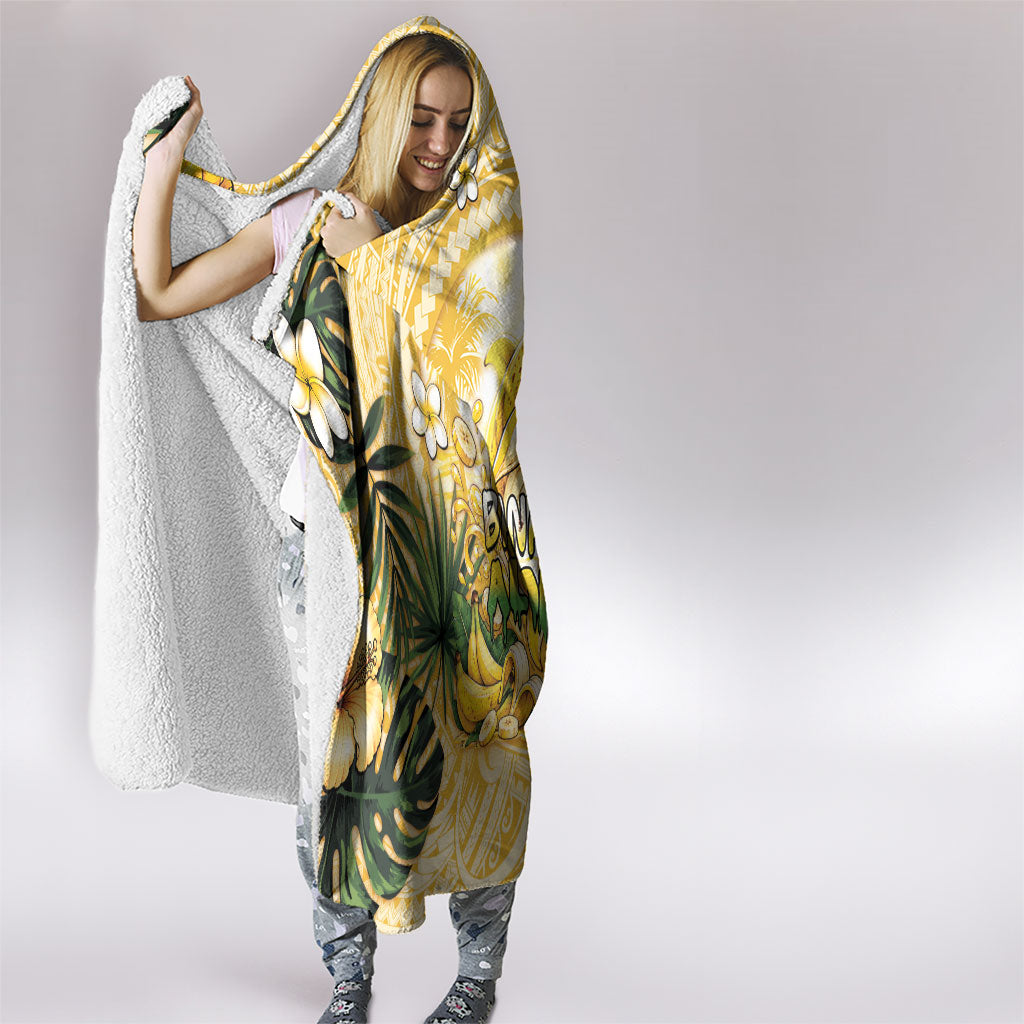 Hawaii Banana Dolphin Hooded Blanket Cute Cosplay Naiʻa Fish Tribal Patterns