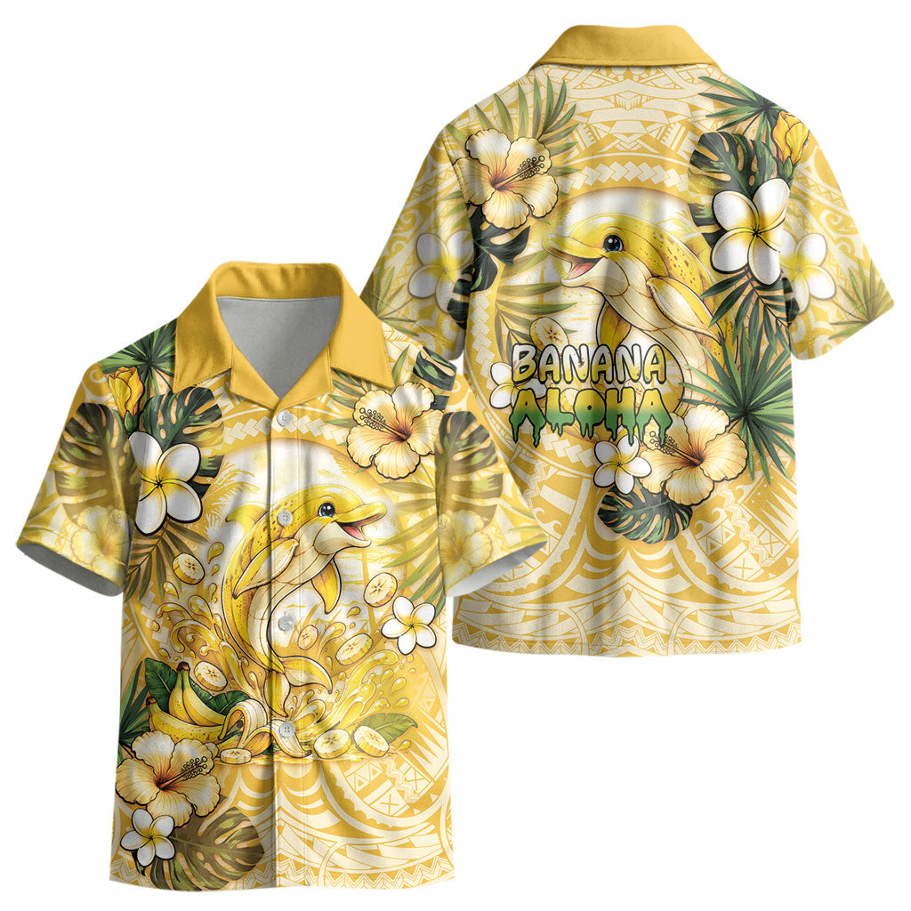 Hawaii Banana Dolphin Kid Hawaiian Shirt Cute Cosplay Naiʻa Fish Tribal Patterns