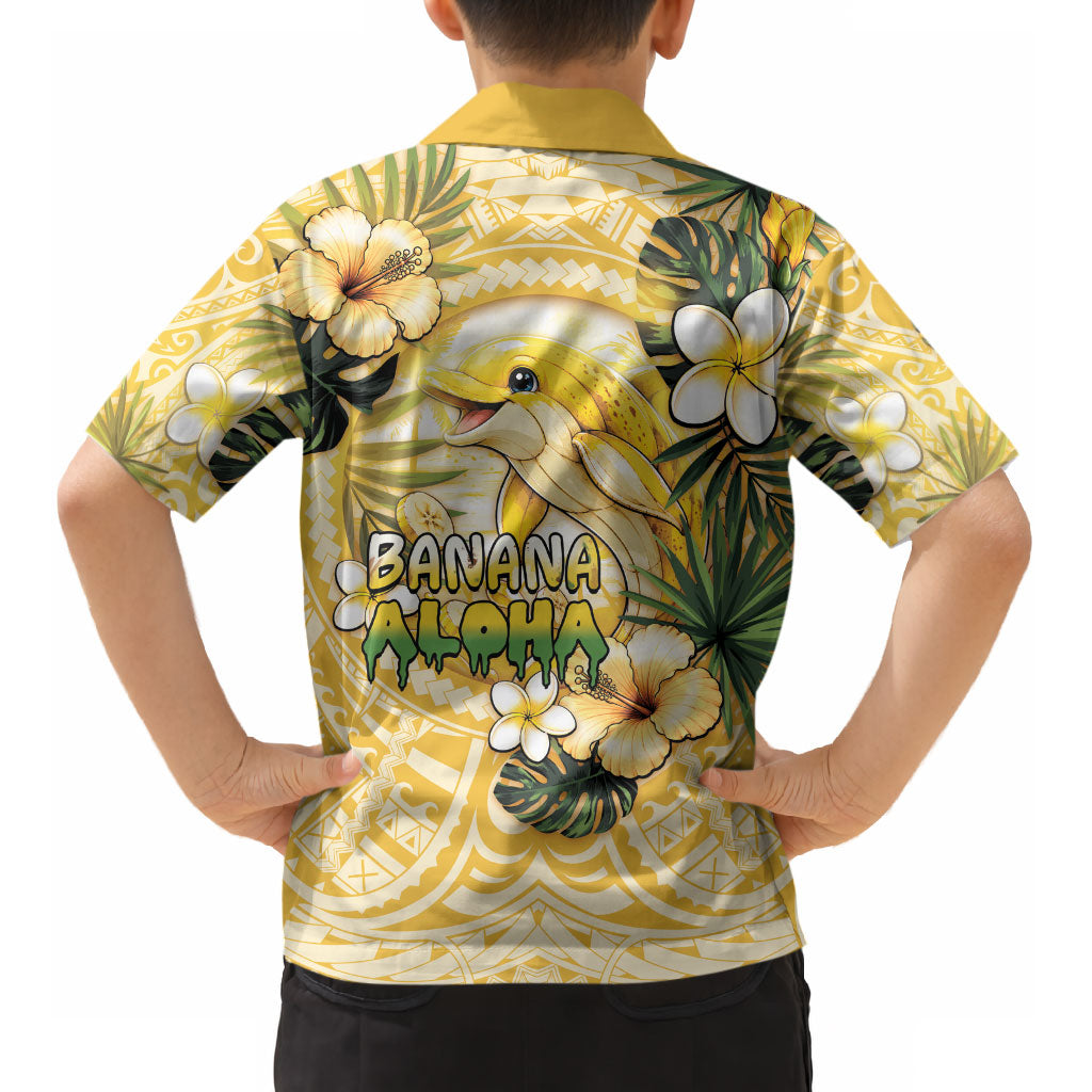 Hawaii Banana Dolphin Kid Hawaiian Shirt Cute Cosplay Naiʻa Fish Tribal Patterns