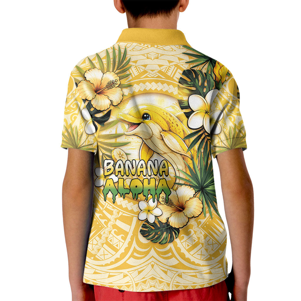 Hawaii Banana Dolphin Kid Polo Shirt Cute Cosplay Naiʻa Fish Tribal Patterns