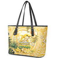 Hawaii Banana Dolphin Leather Tote Bag Cute Cosplay Naiʻa Fish Tribal Patterns
