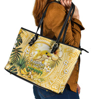 Hawaii Banana Dolphin Leather Tote Bag Cute Cosplay Naiʻa Fish Tribal Patterns
